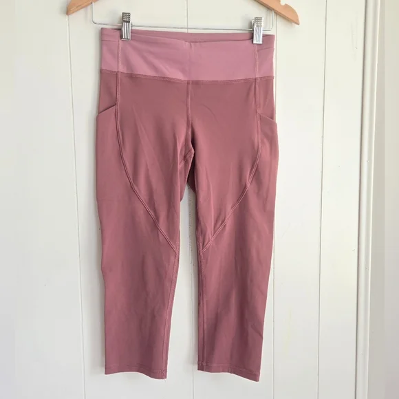 Lululemon Quick Feet Crop 19" Auburn Quicksand Rose Pink Leggings Size 6 - Picture 7 of 8